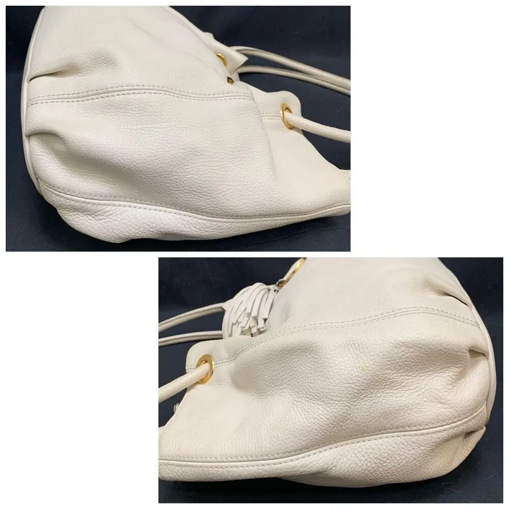 MICHAEL KORS Vanilla Pebbled Leather Tasseled ASTOR Ring Tote Shoulder Bag - Picture 6 of 12